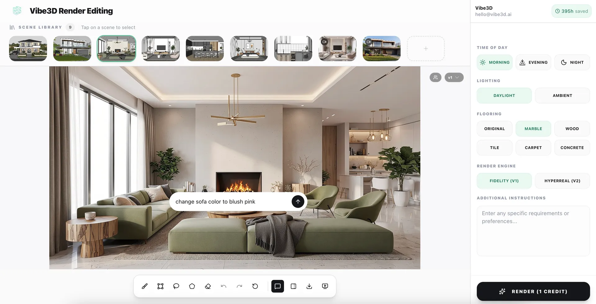 SketchUp Render Editing in Vibe3D AI